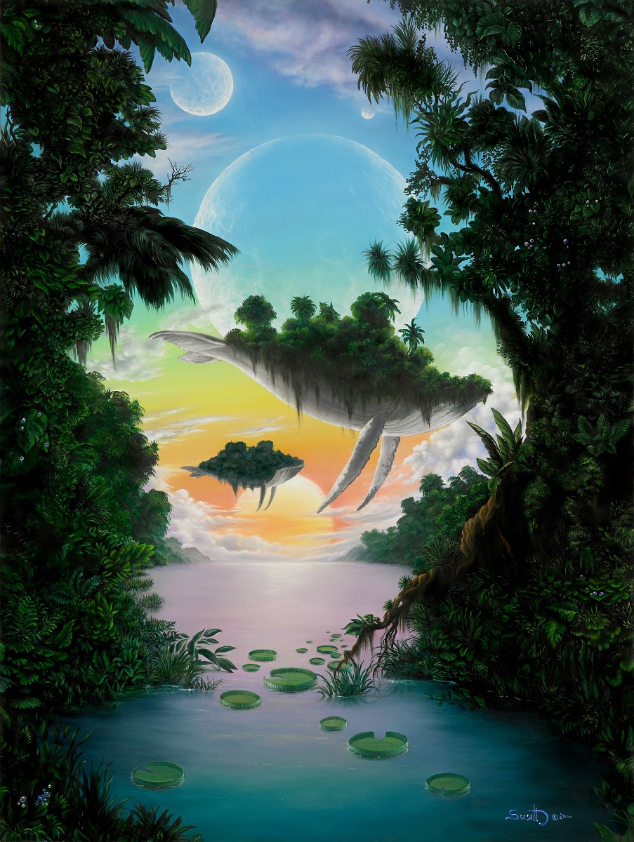 Hiker crossing a rocky stream